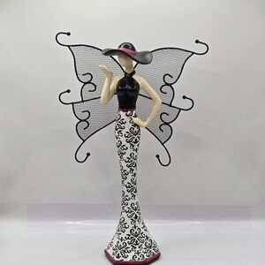 As Is Jewelry Stand Necklace Earrings Display Holder Pretty In Pink Lady 9"H